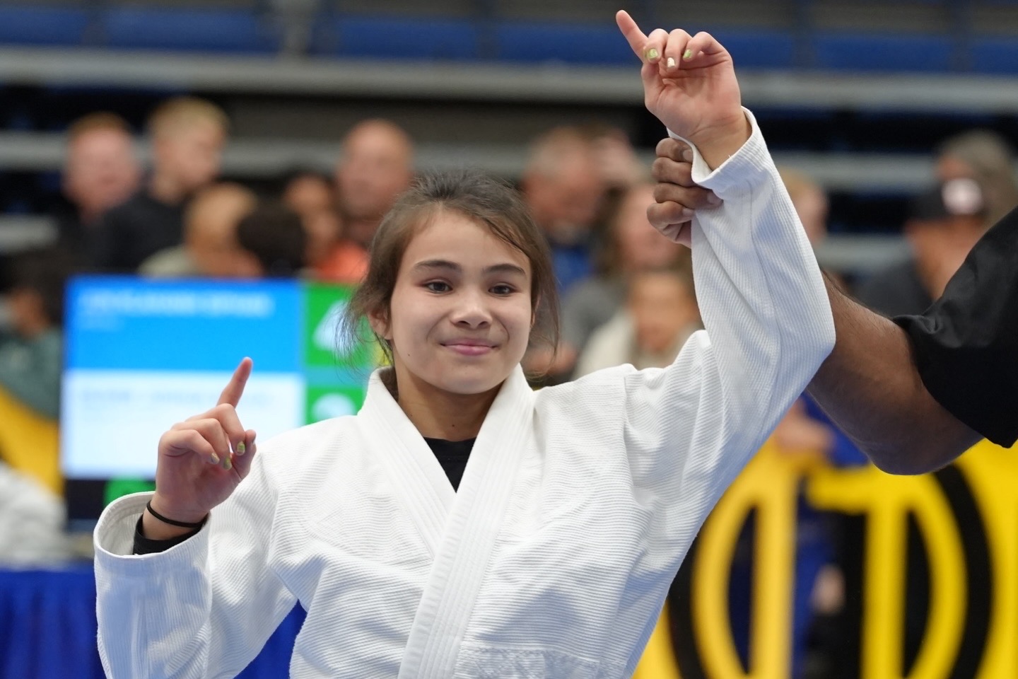 Bailey Heinsohn after a jiu-jitsu competition victory